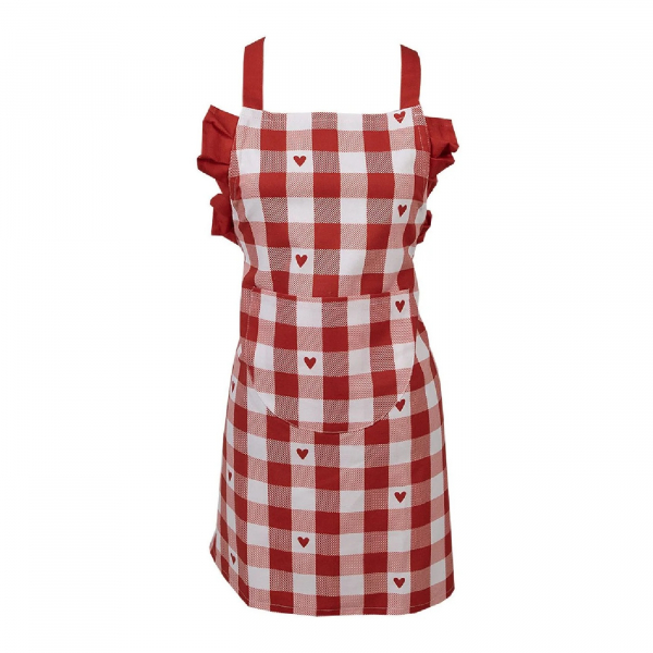 Kinder-Küchenschürze "rot kariert Herzen" aus Baumwolle von Clayre & Eef